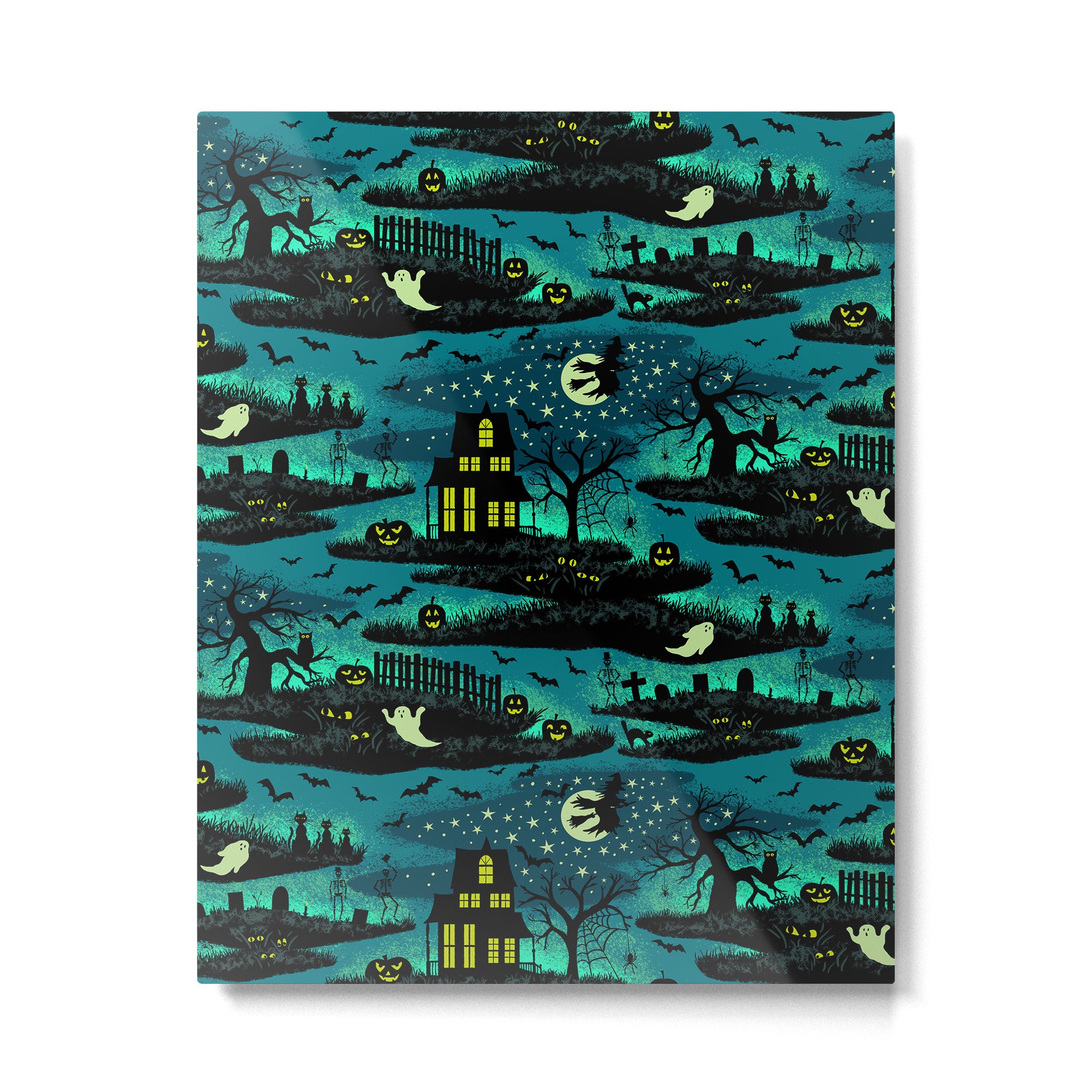 Halloween Night - Fox Fire Green Metal Print Gallery Image 6