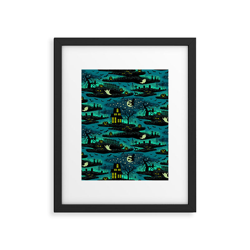 Halloween Night - Fox Fire Green Framed Art Print Gallery Image 6