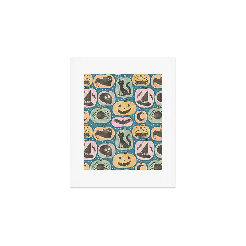 Halloween Pumpkins - dusky pastel  Art Print Gallery Image 1