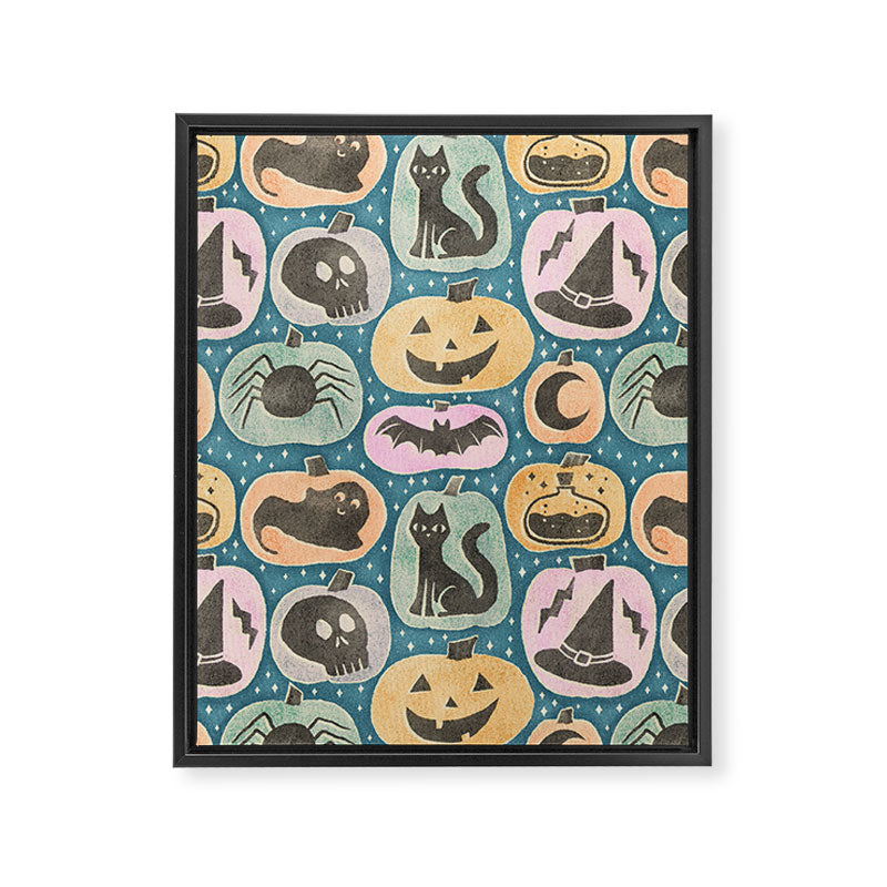 Halloween Pumpkins - dusky pastel  Framed Canvas Print Gallery Image 8