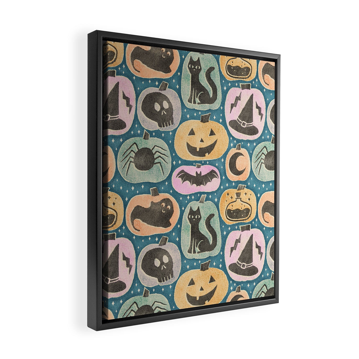 Halloween Pumpkins - dusky pastel  Framed Canvas Print Gallery Image 2