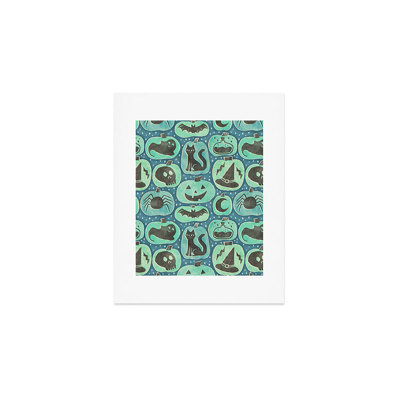 Halloween Pumpkins - ghoulish green  Art Print Gallery Image 1