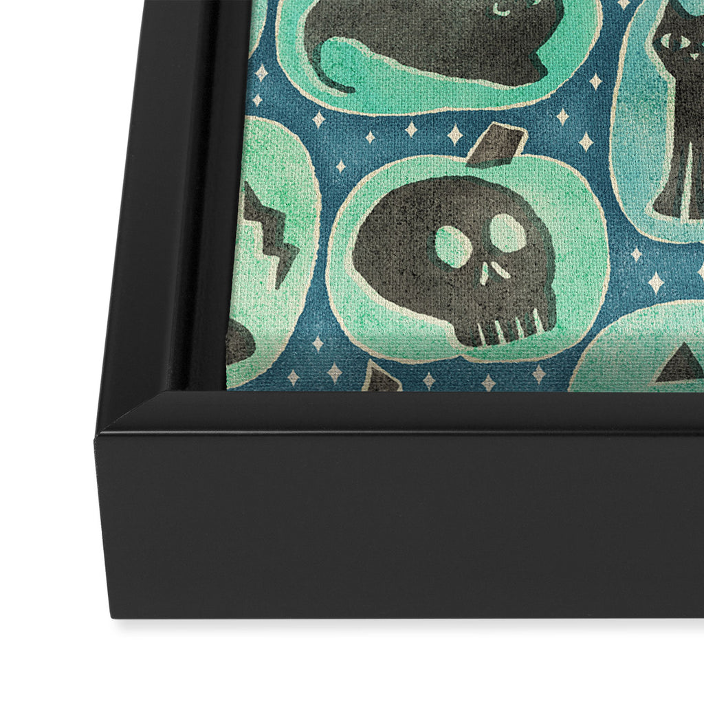 Halloween Pumpkins - ghoulish green  Framed Canvas Print Gallery Image 3