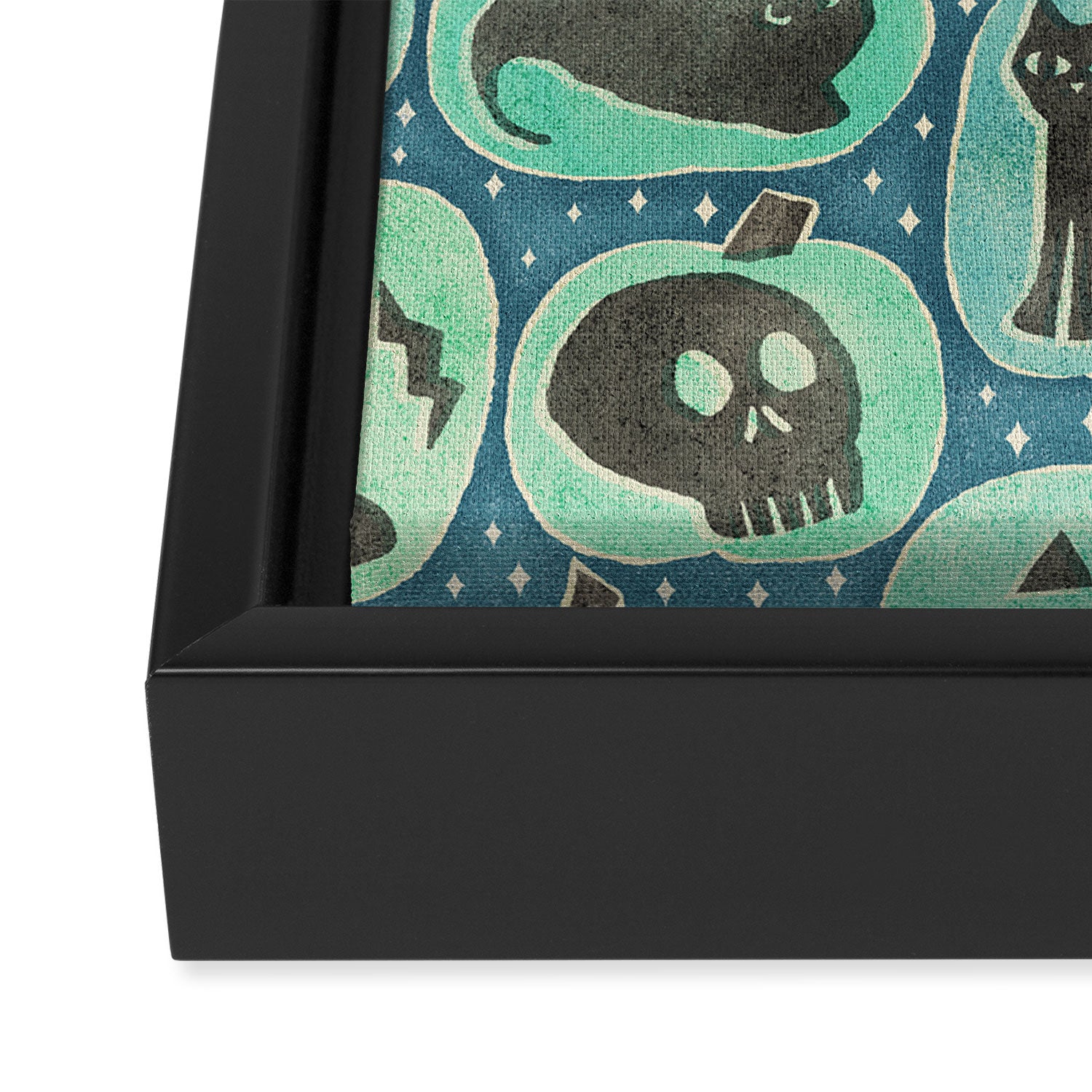 Halloween Pumpkins - ghoulish green  Framed Canvas Print Gallery Image 3