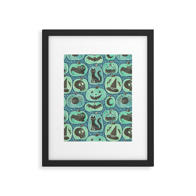 Halloween Pumpkins - ghoulish green  Framed Art Print Gallery Image 6