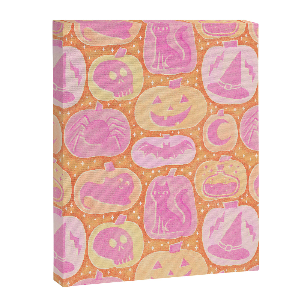 Halloween Pumpkins - pink and orange Canvas Print Gallery Image 8