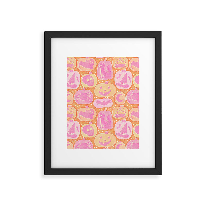 Halloween Pumpkins - pink and orange Framed Art Print Gallery Image 6