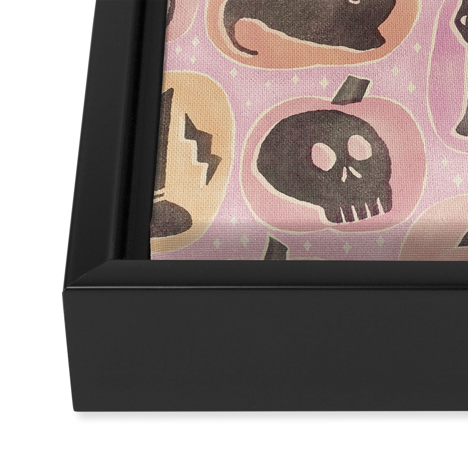 Halloween Pumpkins - vintage pink and black  Framed Canvas Print Gallery Image 3
