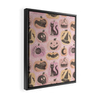 Halloween Pumpkins - vintage pink and black  Framed Canvas Print Gallery Image 2