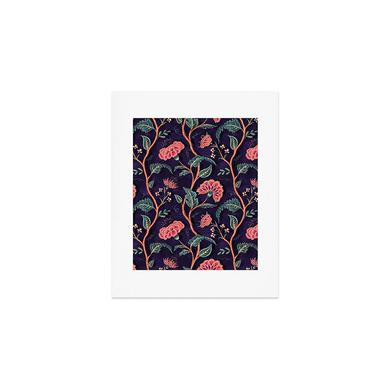 Indienne Vine - Deep Coral  Art Print Gallery Image 1