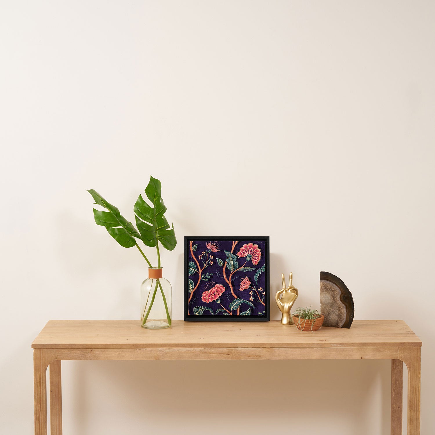 Indienne Vine - Deep Coral  Framed Canvas Print Gallery Image 3