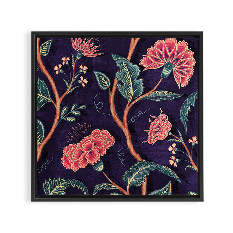 Indienne Vine - Deep Coral  Framed Canvas Print Gallery Image 3