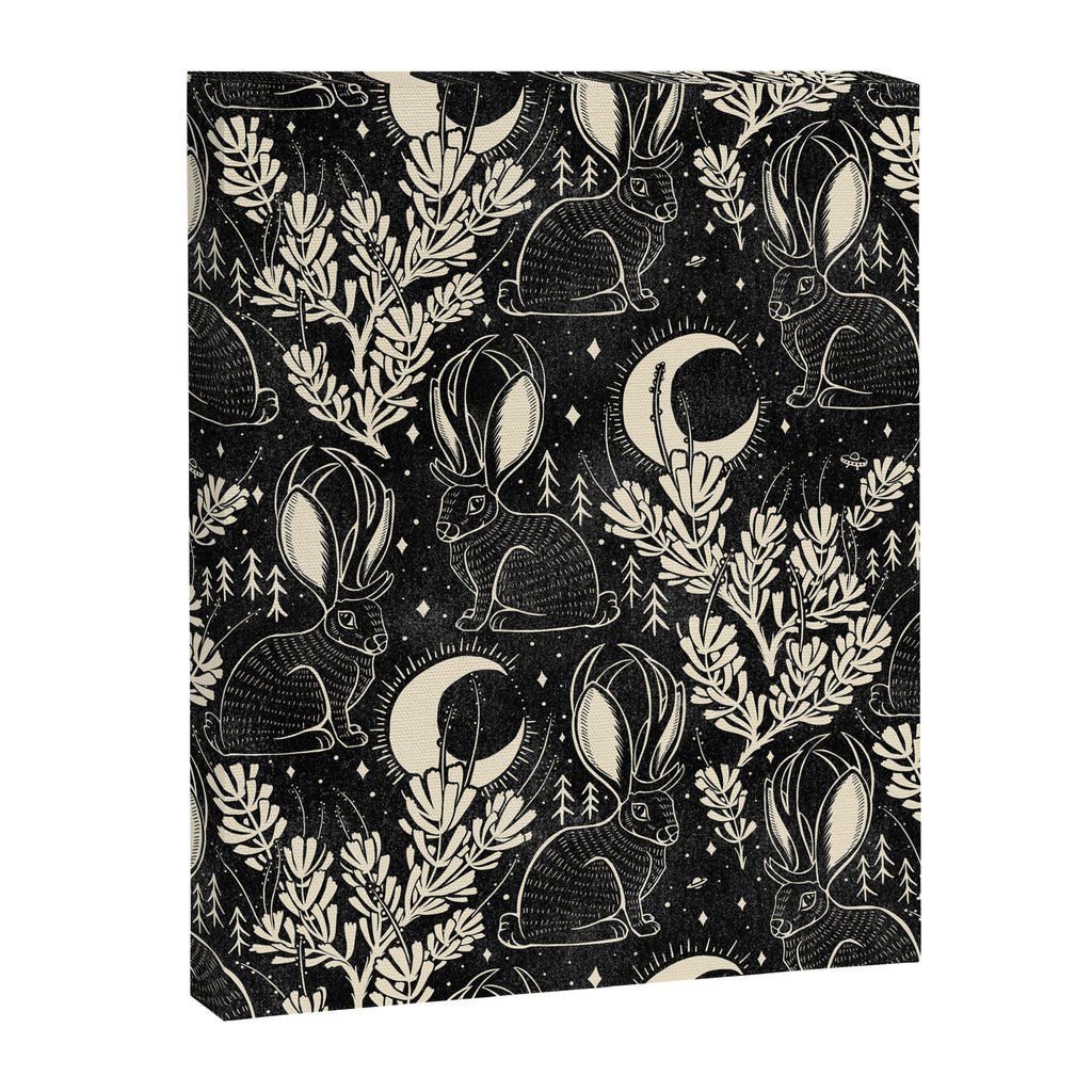 Jackalope - black and cream  Canvas Print Gallery Image 8