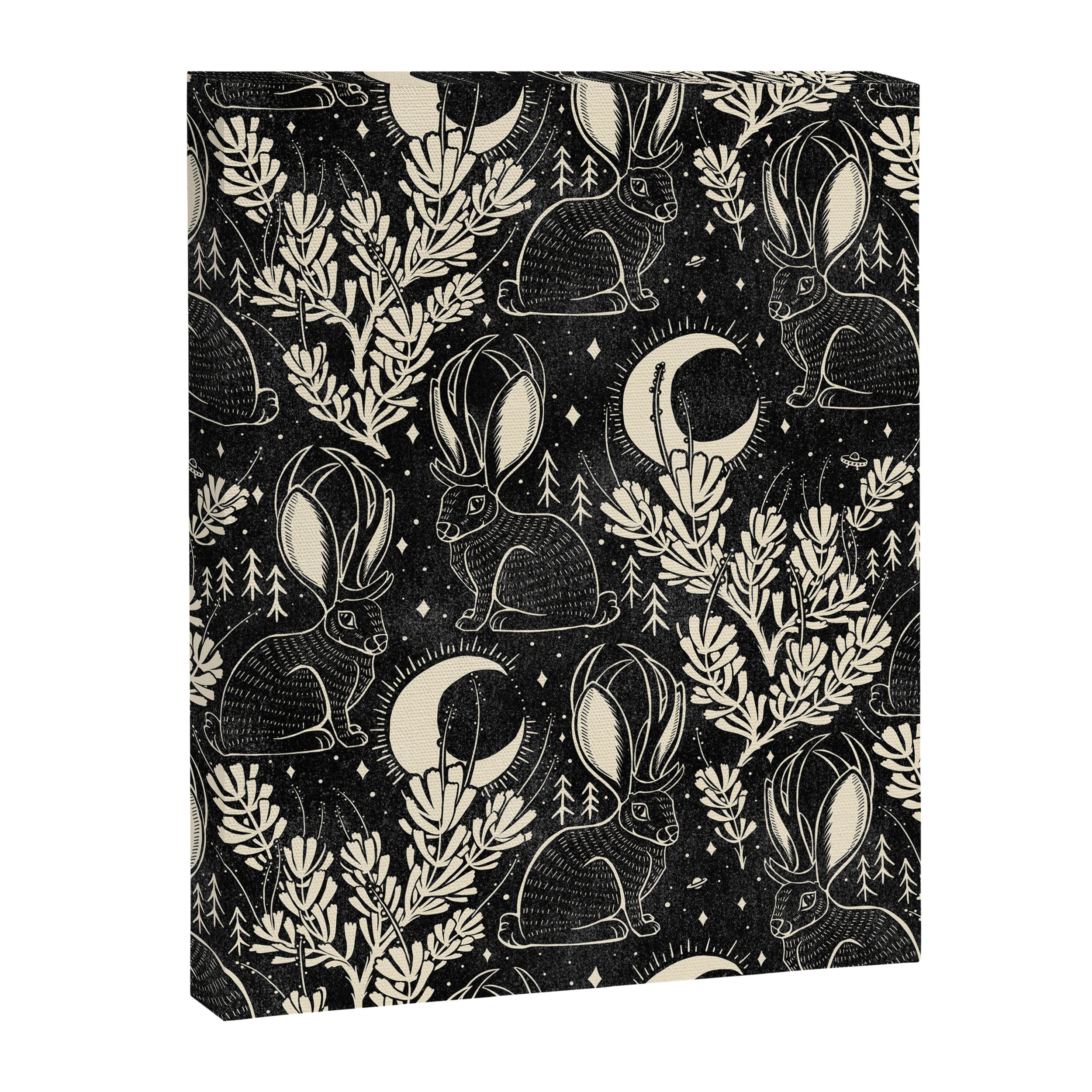 Jackalope - black and cream  Canvas Print Gallery Image 8
