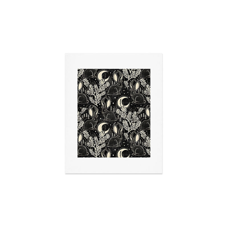 Jackalope - black and cream  Art Print Gallery Image 1