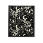 Jackalope - black and cream  Framed Canvas Print Gallery Image 8