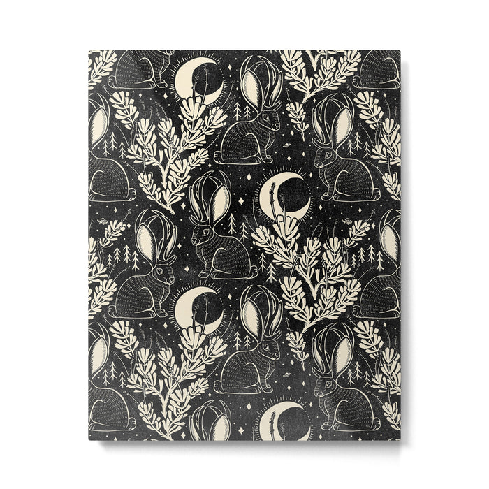 Jackalope - black and cream  Metal Print Gallery Image 1