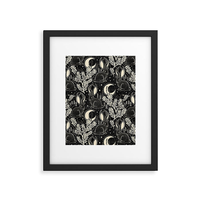 Jackalope - black and cream  Framed Art Print Gallery Image 1