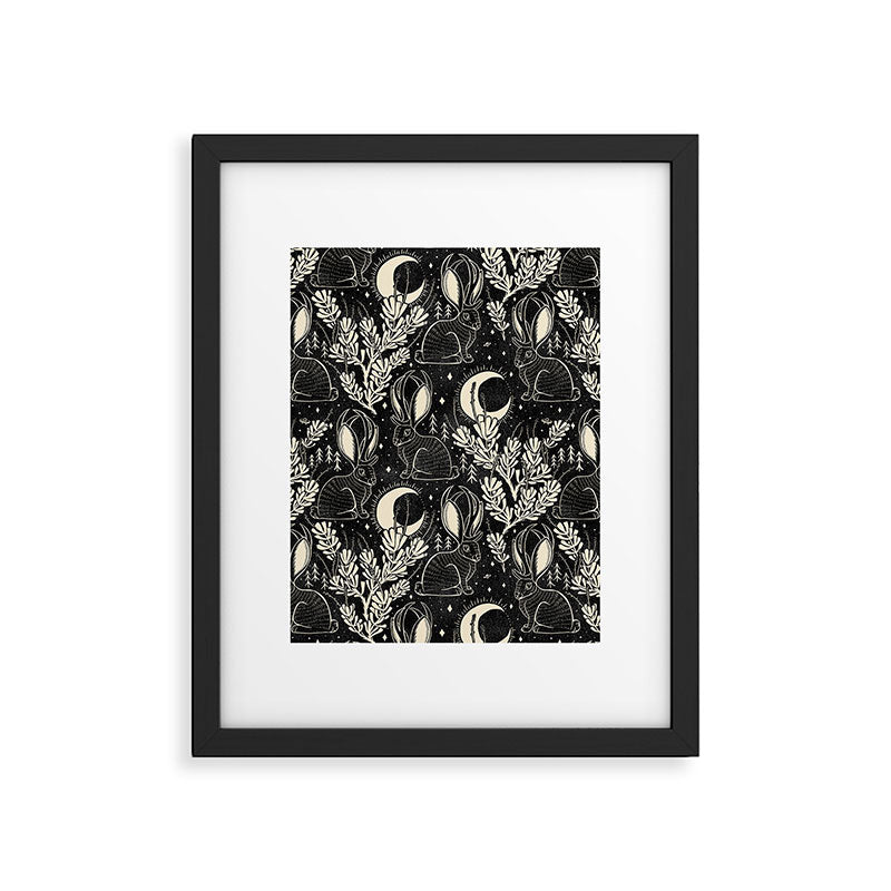 Jackalope - black and cream  Framed Art Print Gallery Image 6