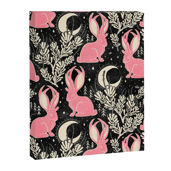 Jackalope - black and pink Canvas Print Gallery Image 1