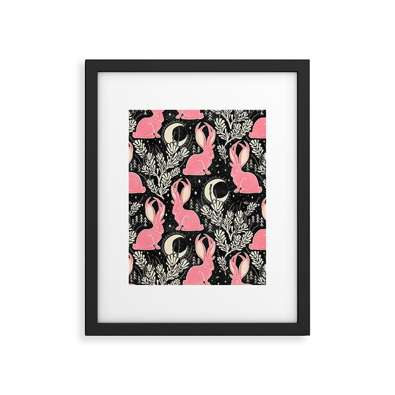 Jackalope - black and pink Framed Art Print Gallery Image 6