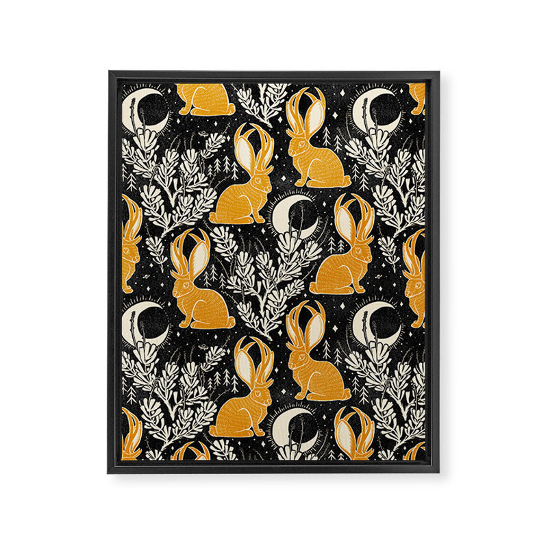 Jackalope - black & marigold  Framed Canvas Print Gallery Image 8