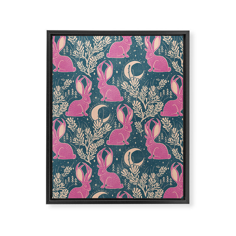 Jackalope - blue and purple  Framed Canvas Print Gallery Image 8