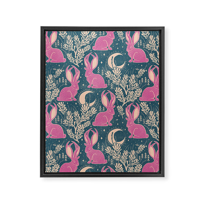Jackalope - blue and purple  Framed Canvas Print Gallery Image 1