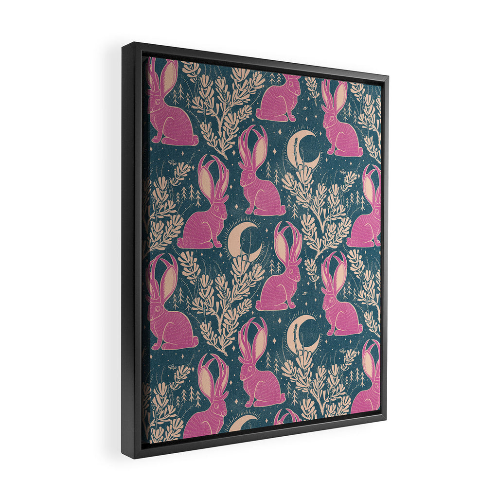 Jackalope - blue and purple  Framed Canvas Print Gallery Image 2