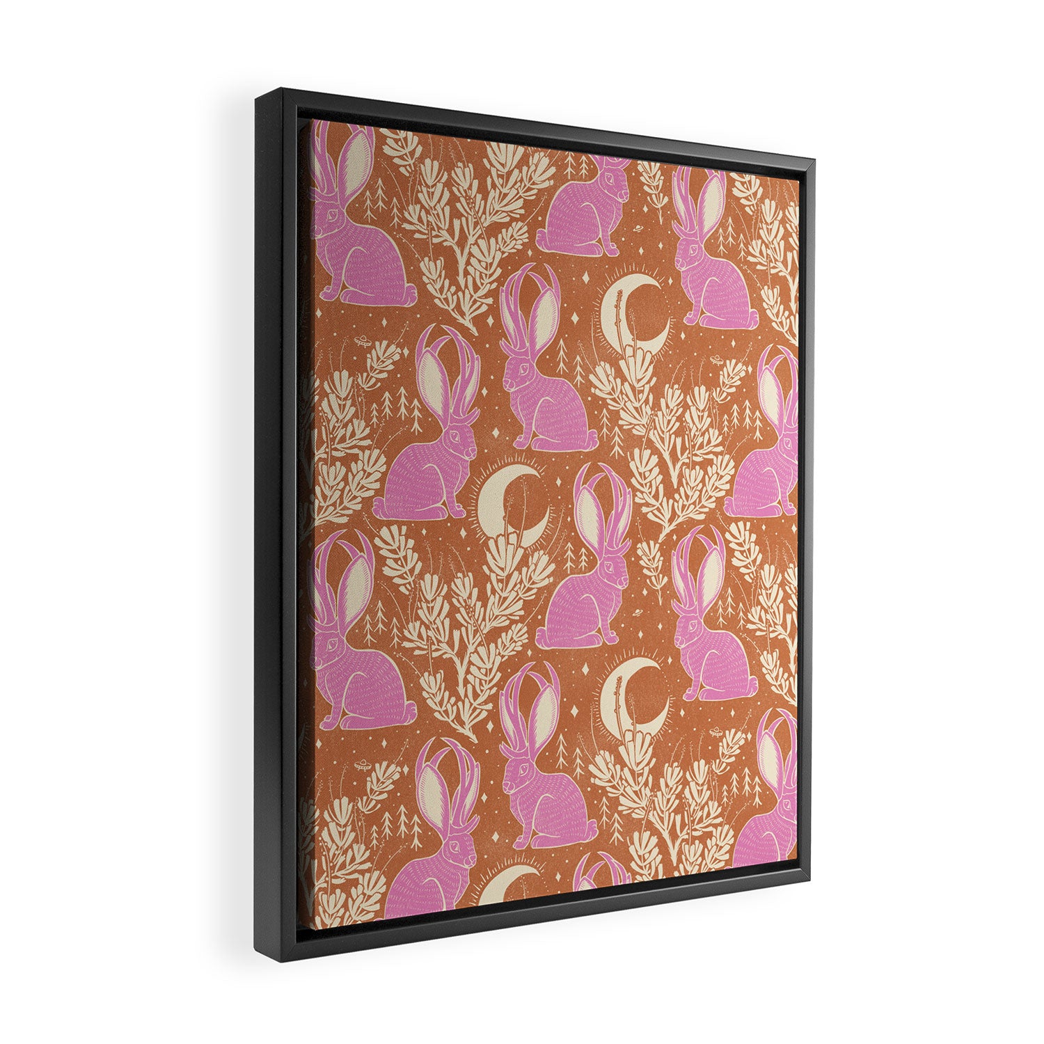 Jackalope - caramel and primrose  Framed Canvas Print Gallery Image 2