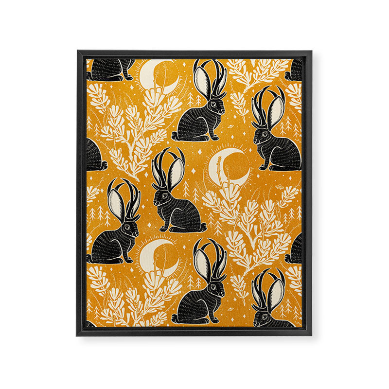 Jackalope - marigold and black  Framed Canvas Print Gallery Image 8
