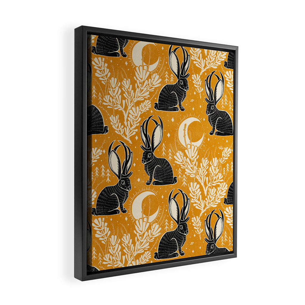 Jackalope - marigold and black  Framed Canvas Print Gallery Image 2