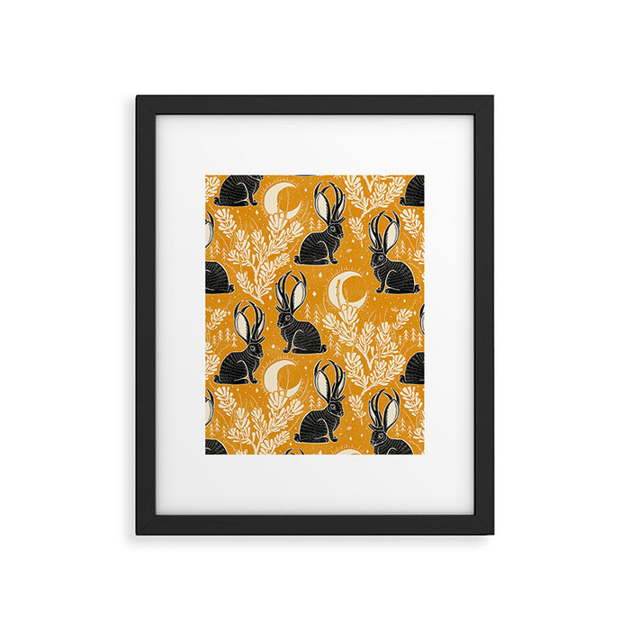 Jackalope - marigold and black  Framed Art Print Gallery Image 1
