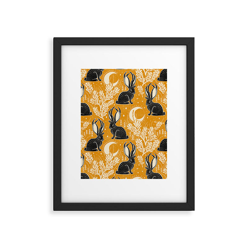 Jackalope - marigold and black  Framed Art Print Gallery Image 6