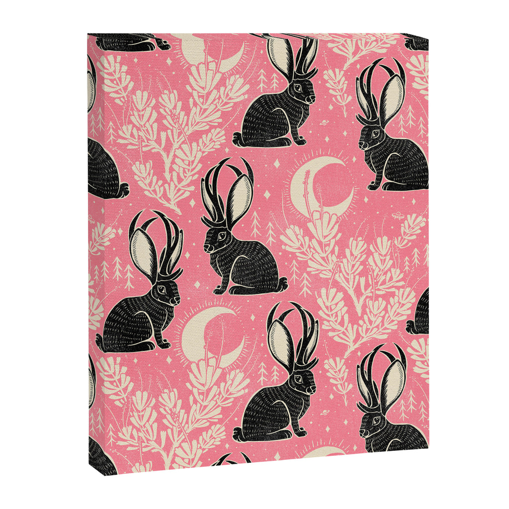 Jackalope - pink and black Canvas Print Gallery Image 8