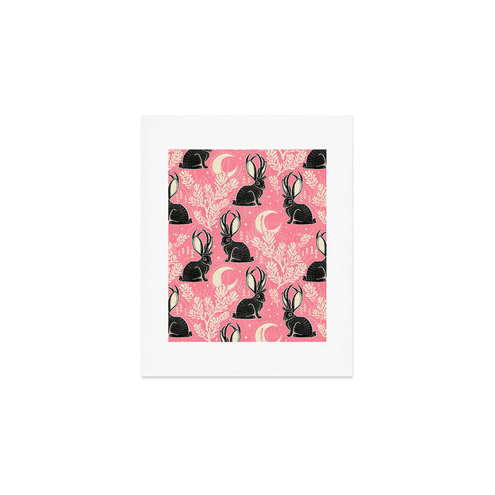 Jackalope - pink and black Art Print Gallery Image 1