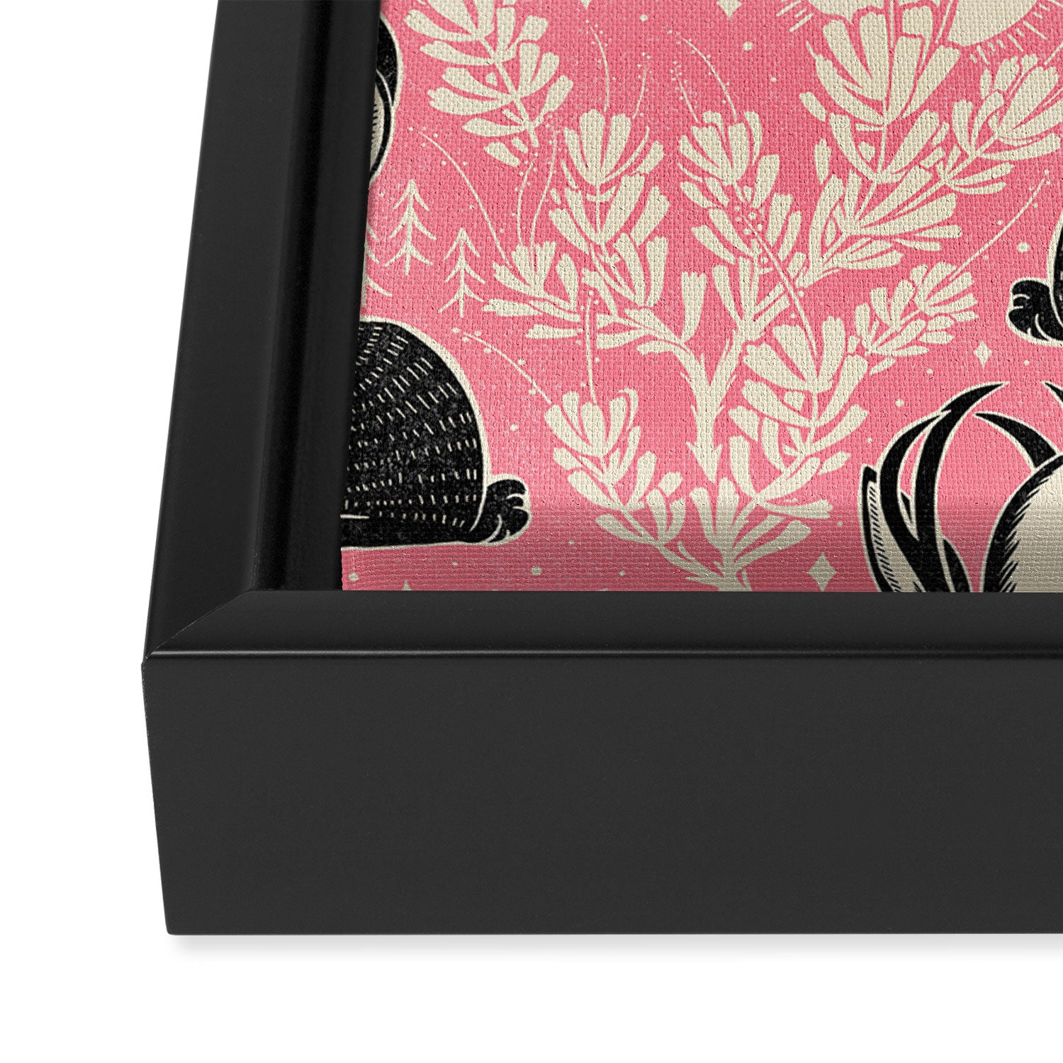 Jackalope - pink and black Framed Canvas Print Gallery Image 3
