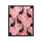 Jackalope - pink and black Framed Canvas Print Gallery Image 8