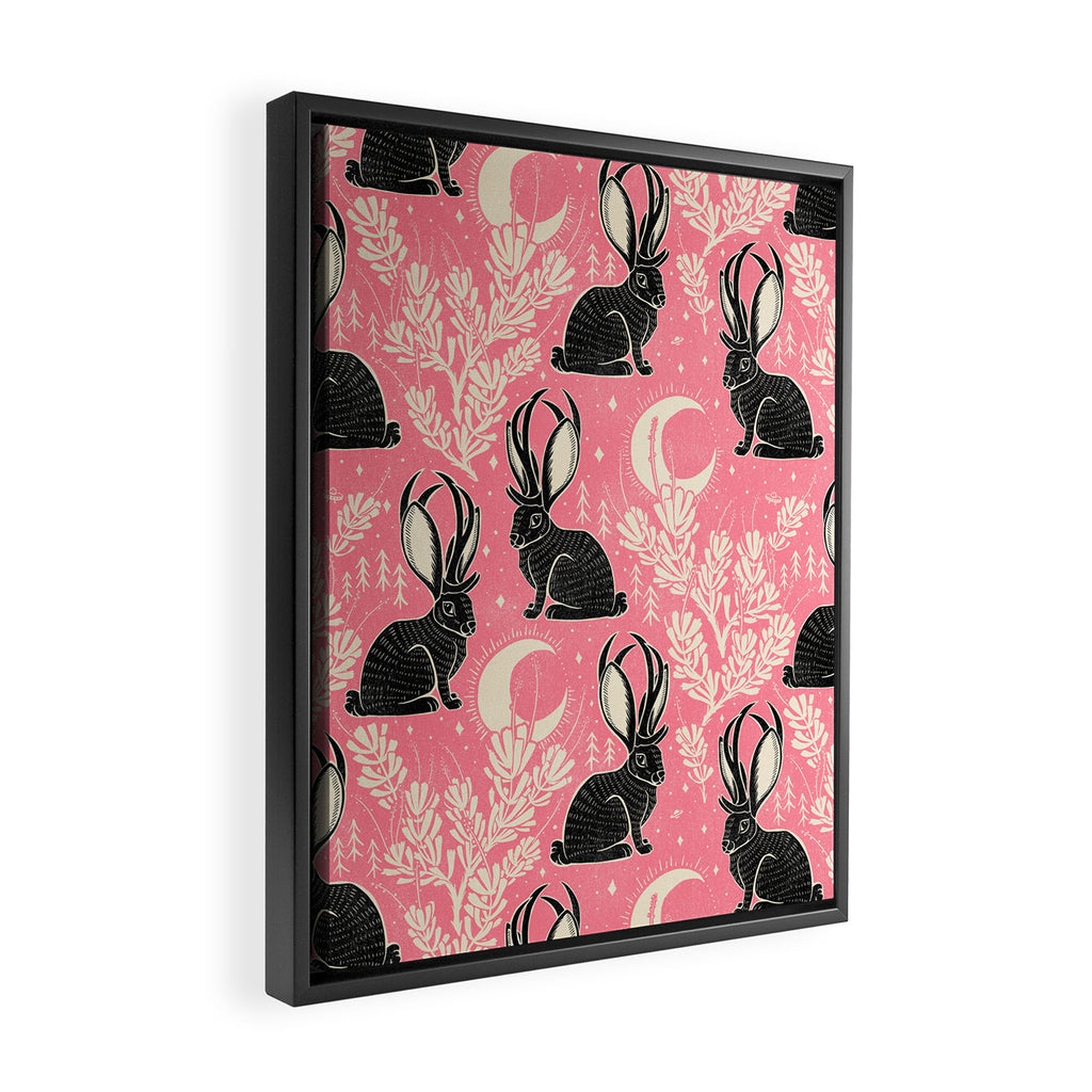Jackalope - pink and black Framed Canvas Print Gallery Image 2