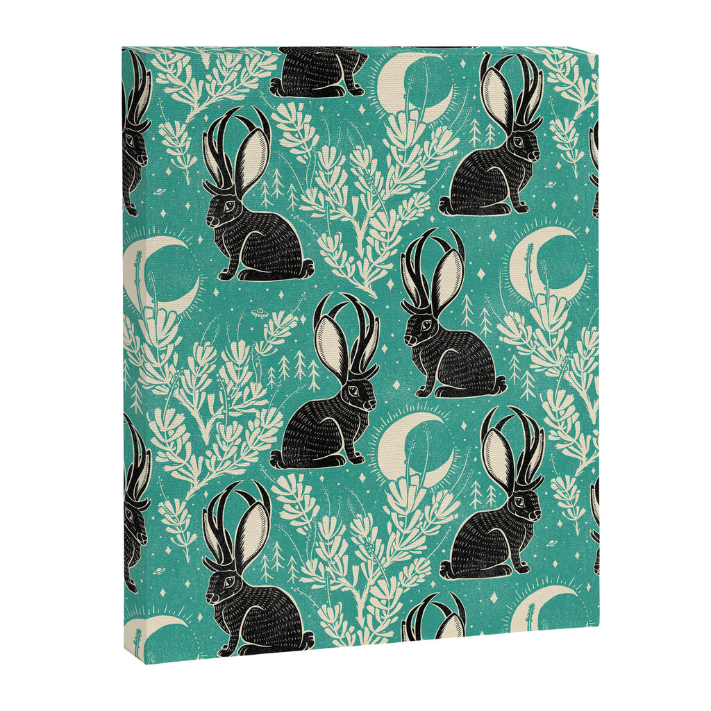 Jackalope - teal & black Canvas Print Gallery Image 8