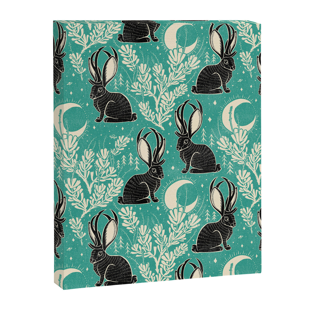Jackalope - teal & black Canvas Print Gallery Image 8