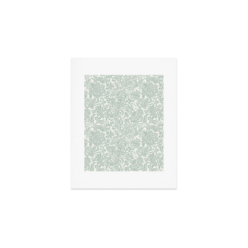 Jacobean Floral - sagebrush  Art Print Gallery Image 1