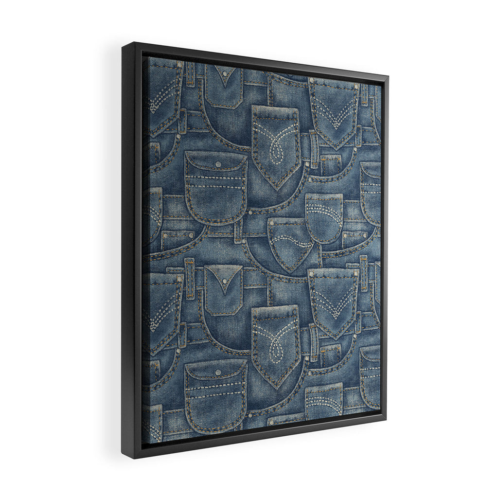Jean Pockets - medium denim blue Framed Canvas Print Gallery Image 2