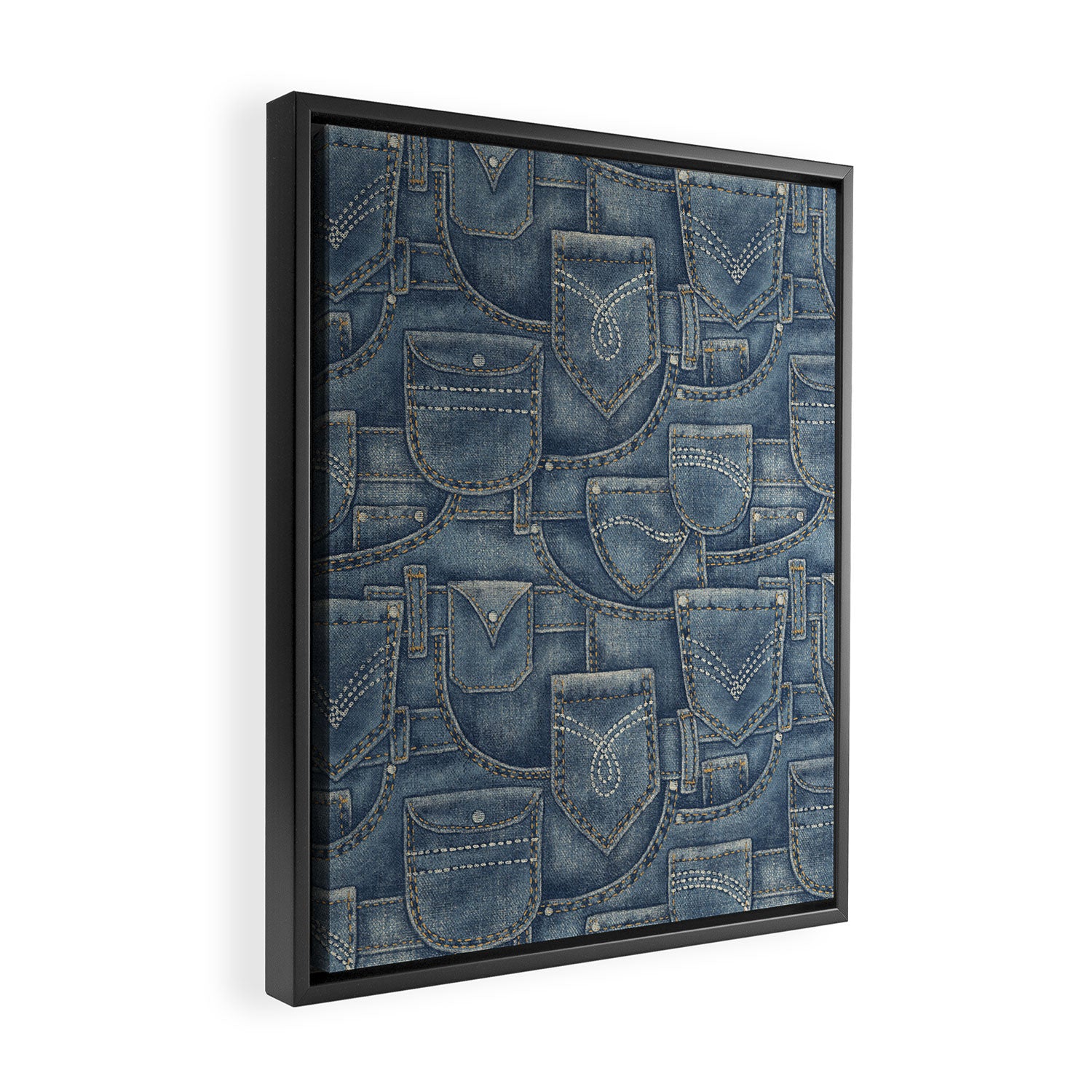 Jean Pockets - medium denim blue Framed Canvas Print Gallery Image 2