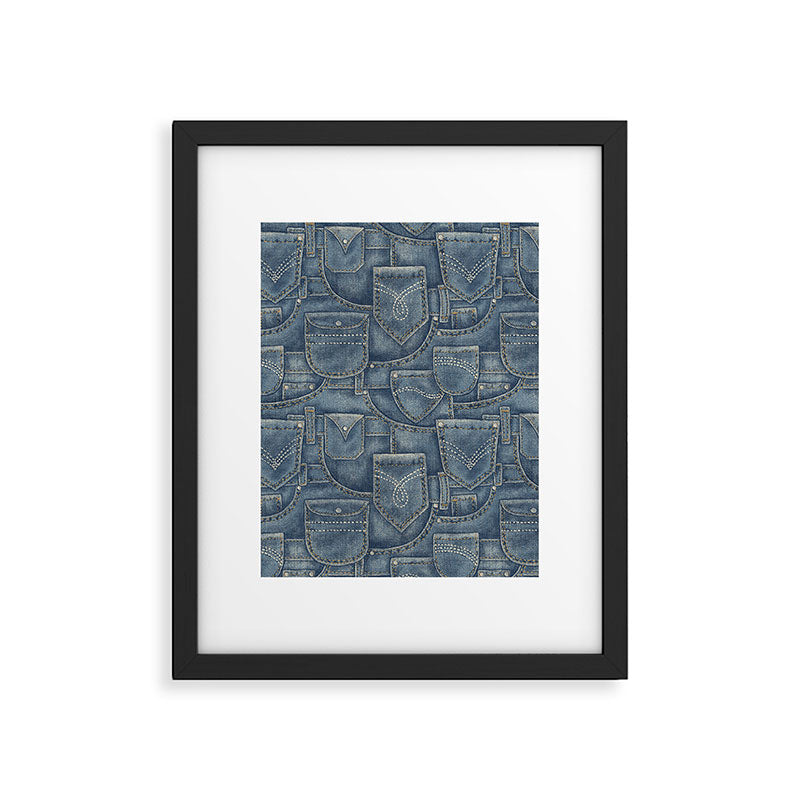 Jean Pockets - medium denim blue Framed Art Print Gallery Image 6