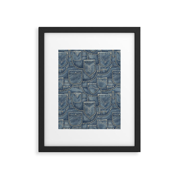 Jean Pockets - medium denim blue Framed Art Print Gallery Image 1