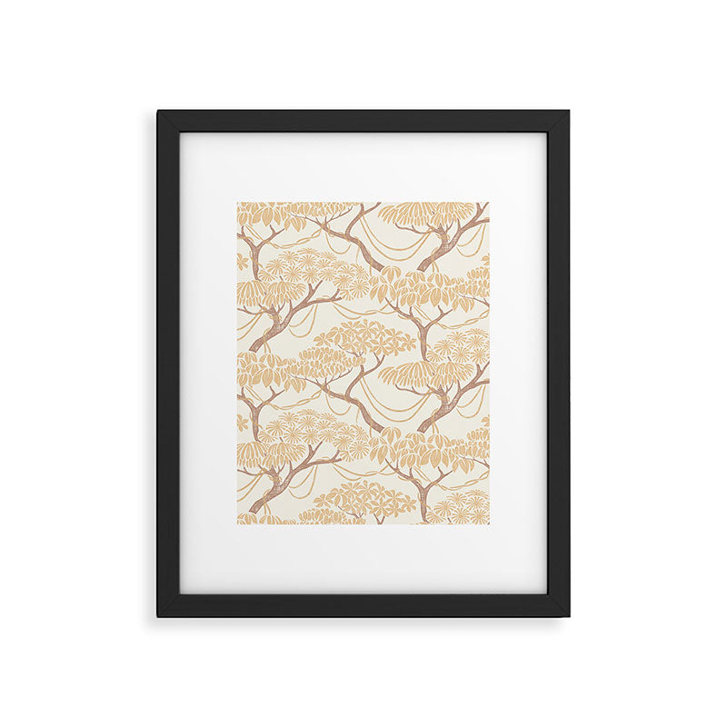Jungle Canopy Trees with Vines - Light Golden Yellow Framed Art Print Gallery Image 6