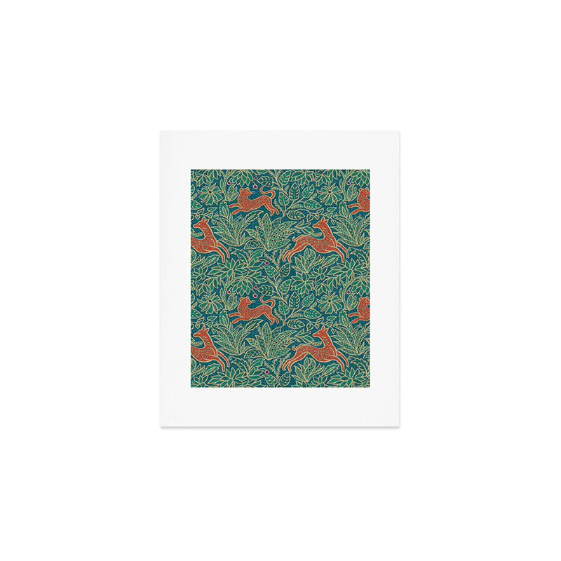 Jungle Fawn and Cat Art Print Gallery Image 1