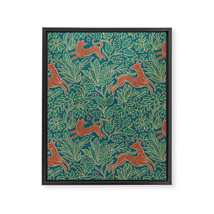 Jungle Fawn and Cat Framed Canvas Print Gallery Image 1