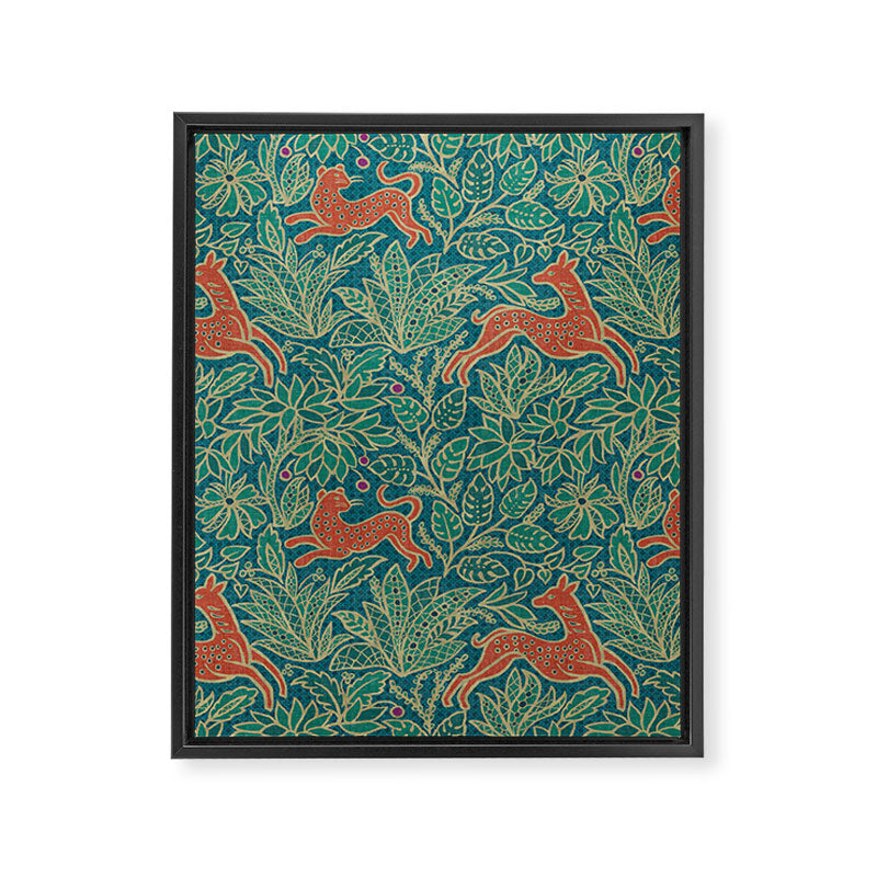 Jungle Fawn and Cat Framed Canvas Print Gallery Image 8